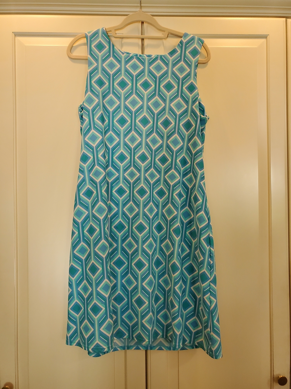 Jude Connally Turquoise Geometric Sleeveless Mini Dress